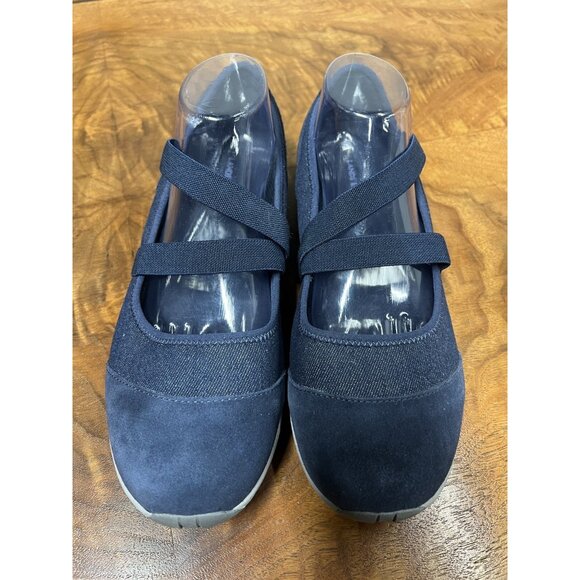 Lands End Woman’s 11 D Navy Blue Suede Mary Jane Slip On Walking Comfort Shoes - Picture 9 of 9